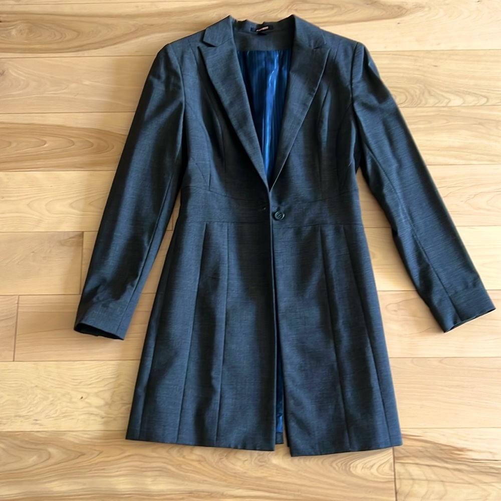 Vintage Express Long Charcoal Grey Blazer